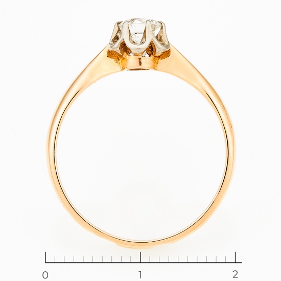 Кольцо из комбинированного золота 583 пробы c 1 бриллиантом, Л45046142 за 71800