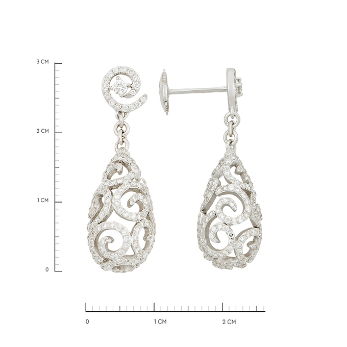 Серьги из золота 750 пробы c бриллиантами и халцедонами, Ц О007 1348 за 150000