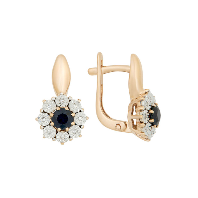 Серьги из золота 585 пробы с сапфирами и бриллиантами, Л 6600 5494 за 59000