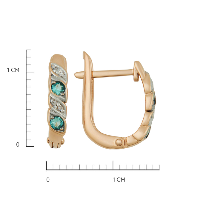 Серьги из золота 585 пробы c изумрудами и бриллиантами, Ц О007 0923 за 20400