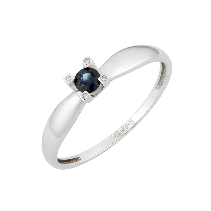 Кольцо из золота 585 пробы c сапфиром и бриллиантами