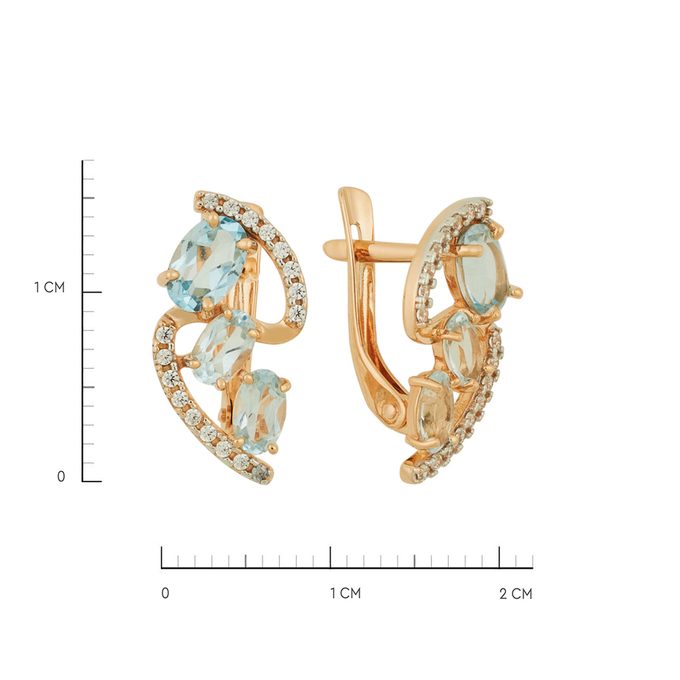 Серьги из золота 585 пробы c топазами и фианитами, Ц О007 2013 за 32480