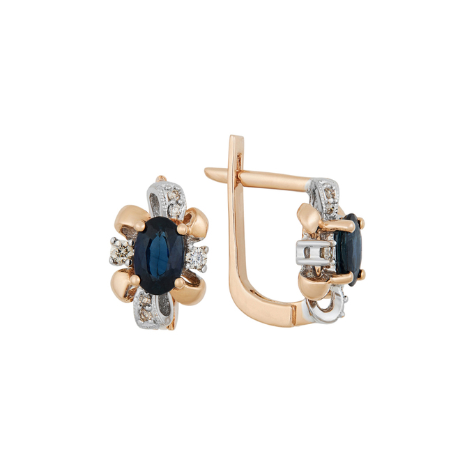 Серьги из золота 585 пробы c сапфирами и бриллиантами, К 0000 3646 за 47200