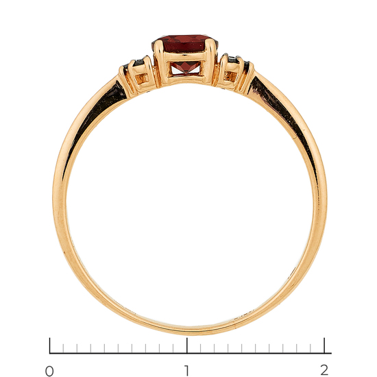Кольцо из красного золота 585 пробы c камнями синтетическими и 1 гранатом, Л23120887 за 10010