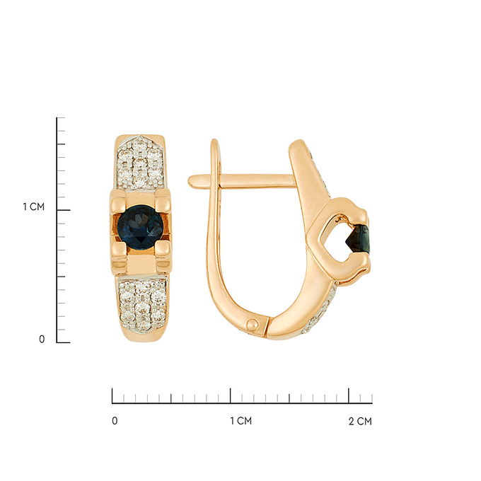 Серьги из золота 585 пробы c сапфирами и бриллиантами, Ц О007 1740 за 57600