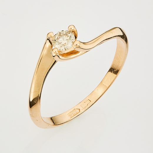 Кольцо из красного золота 585 пробы c 1 бриллиантом Л20094373 фото 1