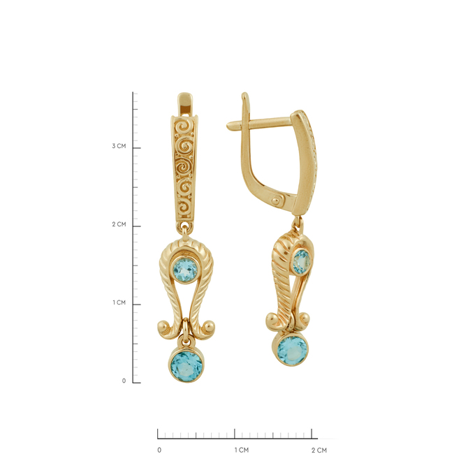 Серьги из золота 585 пробы c топазами, Ц О007 2269 за 47700