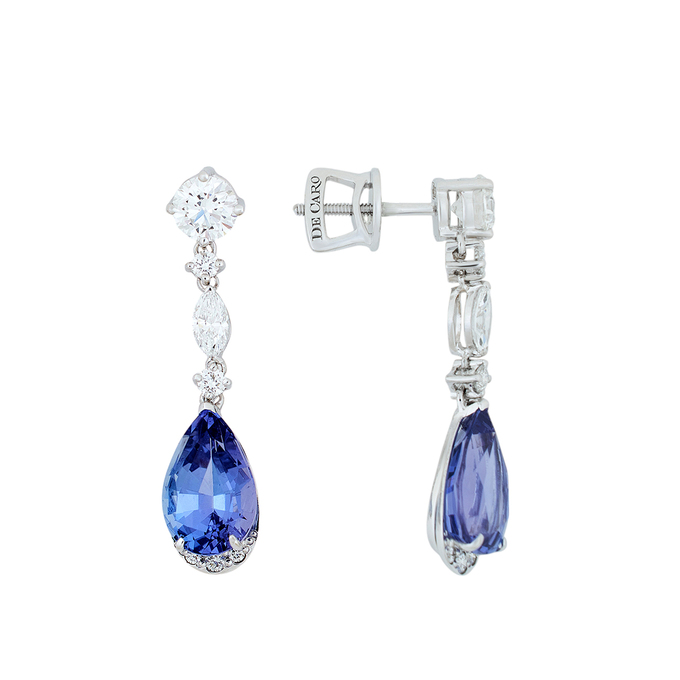 Серьги из золота 750 пробы c Танзанит и Бриллиант, Л 2810 7627 за 519000