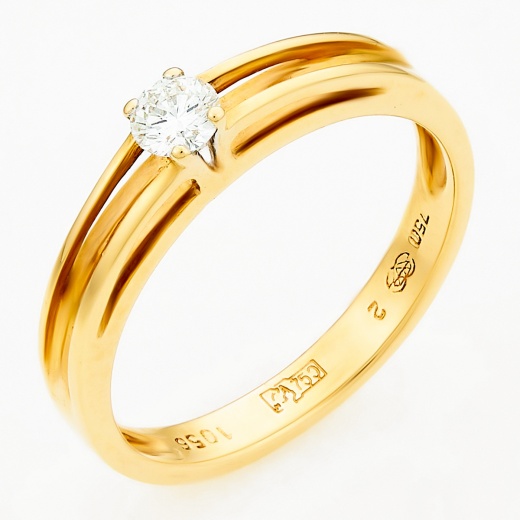 Кольцо из желтого золота 750 пробы c 1 бриллиантом Л29104101 фото 1