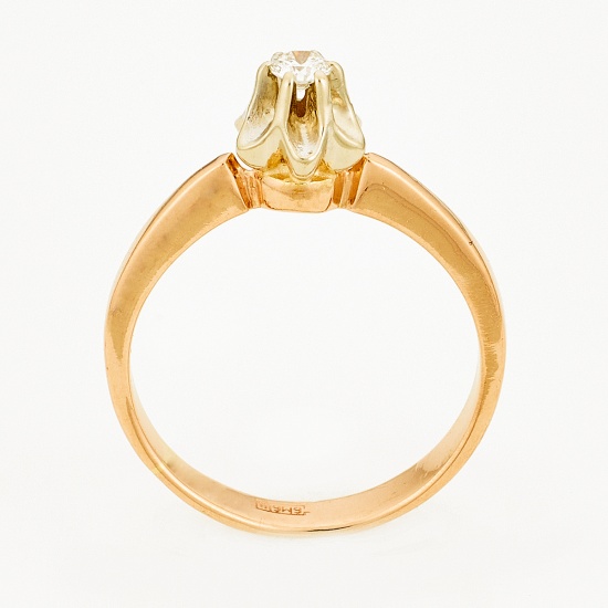 Кольцо из комбинированного золота 585 пробы c 1 бриллиантом, Л57026981 за 11950