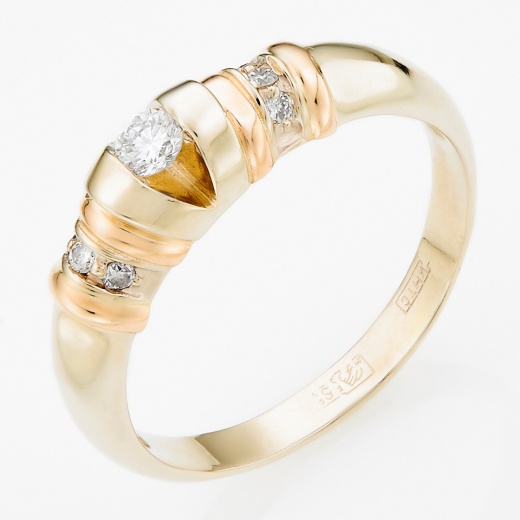 Кольцо из комбинированного золота 585 пробы c 7 бриллиантами Л57025320 фото 1