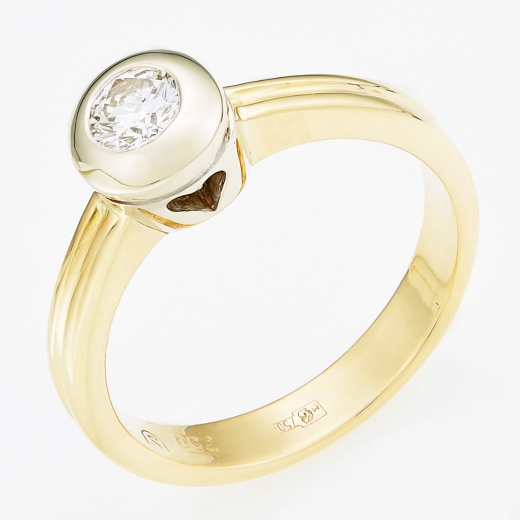 Кольцо из комбинированного золота 750 пробы c 1 бриллиантом Л35054324 фото 1