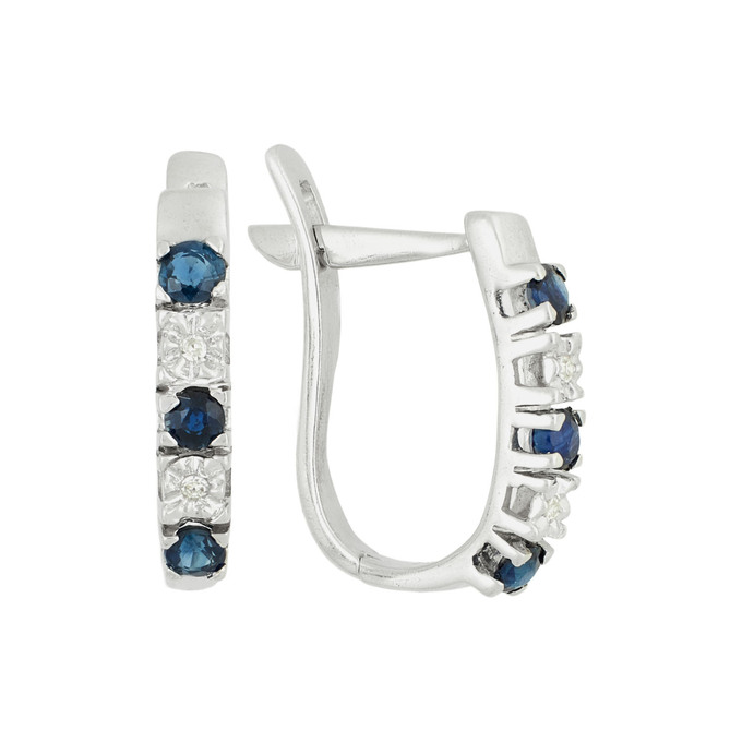 Серьги из золота 585 пробы с сапфирами и бриллиантами, Л 2912 4802 за 26300