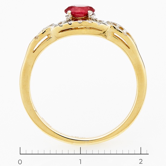Кольцо из комбинированного золота 585 пробы c 24 бриллиантами и 1 стекл. рубином, Л29116866 за 15300