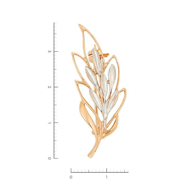 Брошь из комбинированного золота 585 пробы