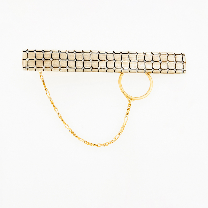 Заколка для галстука из комбинированного золота 750 пробы c 63 бриллиантами