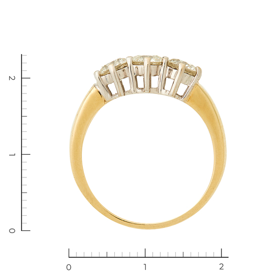 Кольцо из комбинированного золота 585 пробы c 3 бриллиантами, Л28092014 за 248000