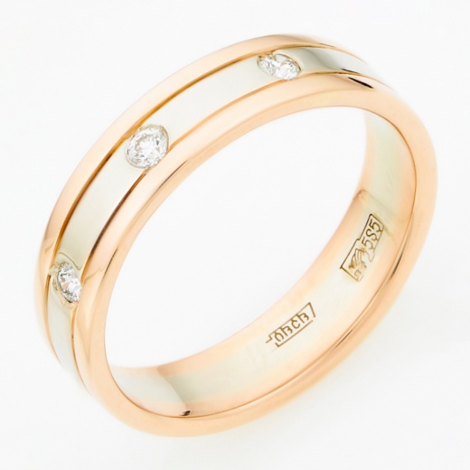 Кольцо из комбинированного золота 585 пробы c 3 бриллиантами Л08060441 фото 1
