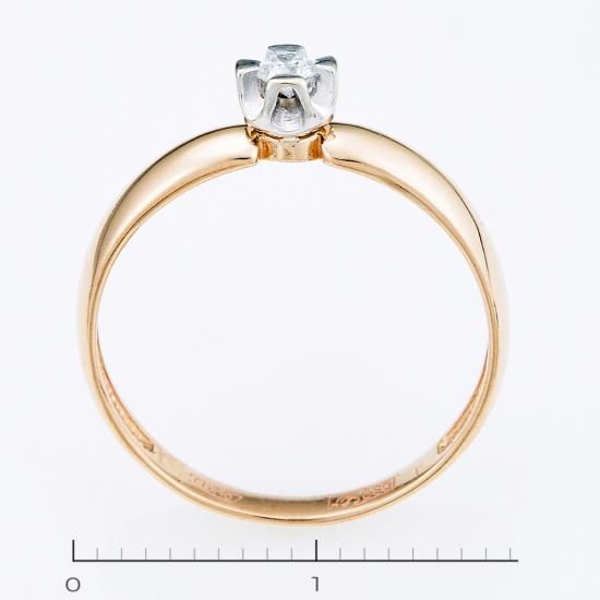 Кольцо из комбинированного золота 585 пробы c 1 бриллиантом, Л30119938 за 7525