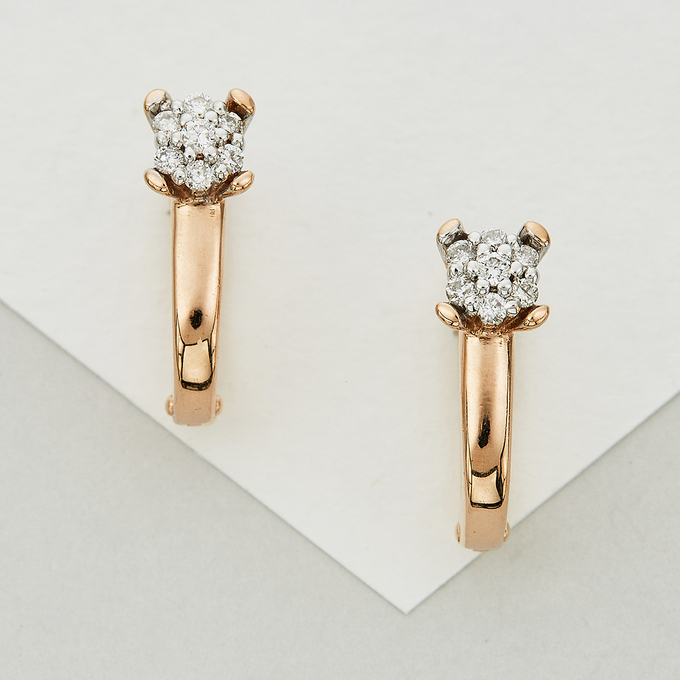 Серьги из золота 585 пробы c 14 бриллиантами