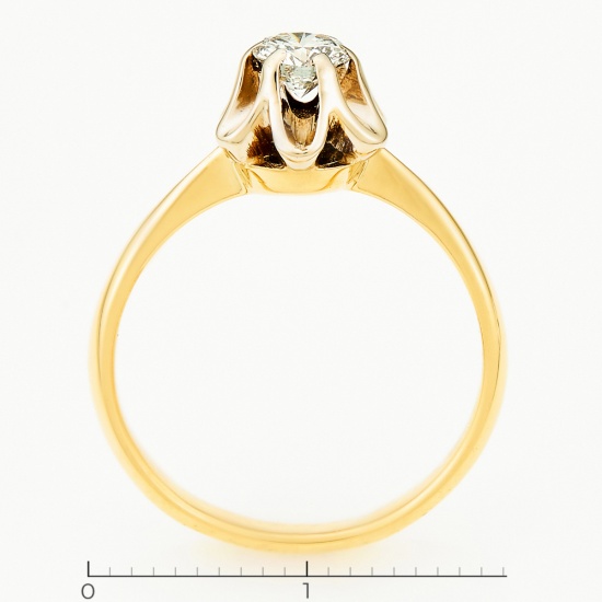 Кольцо из комбинированного золота 750 пробы c 1 бриллиантом, Л46081179 за 59950