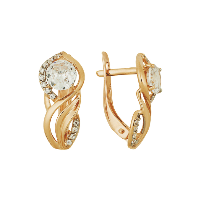Серьги из золота 585 пробы c фианитами