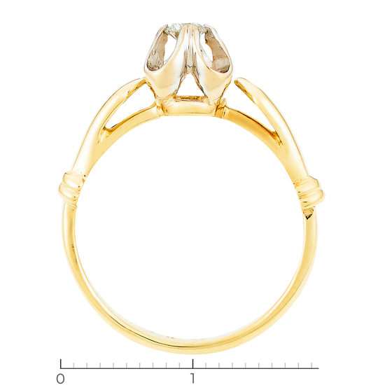 Кольцо из комбинированного золота 750 пробы c 1 бриллиантом, Л32081786 за 27300