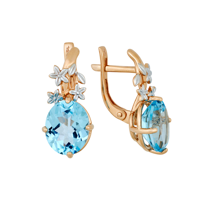 Серьги из золота 585 пробы c топазами