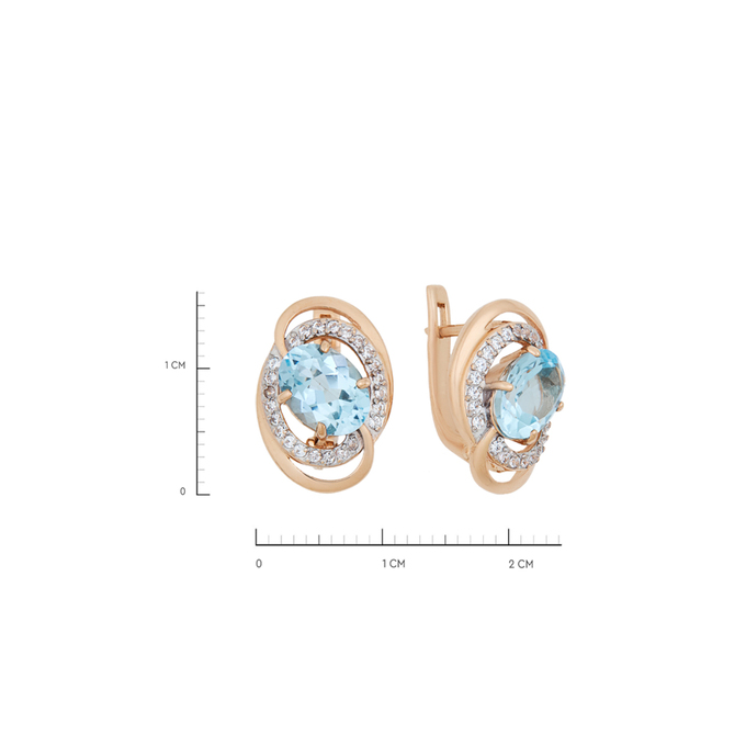 Серьги из золота 585 пробы c топазами и фианитами, К 0000 4009 за 61900