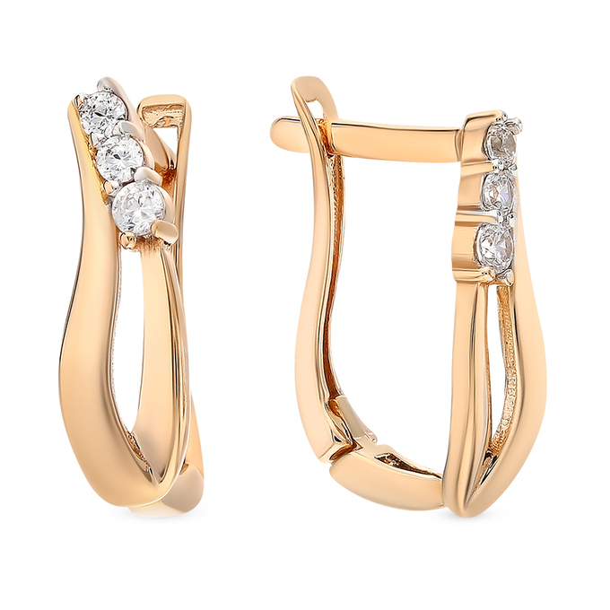 Серьги из золота 585 пробы c фианитами