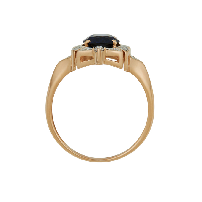 Кольцо из золота 585 пробы c бриллиантами и синтетическим сапфиром, Л 3706 4518 за 54400