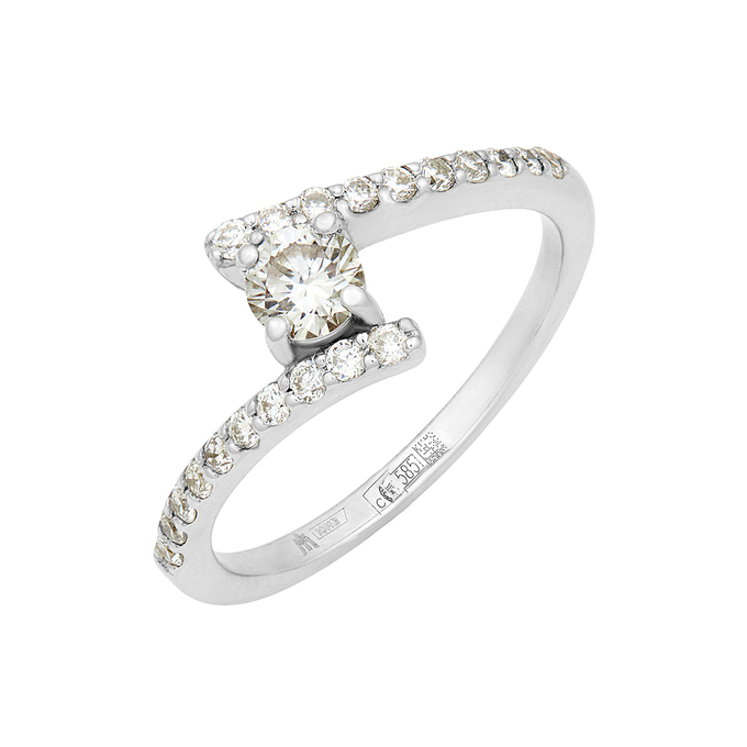 Кольцо из золота 585 пробы c бриллиантами