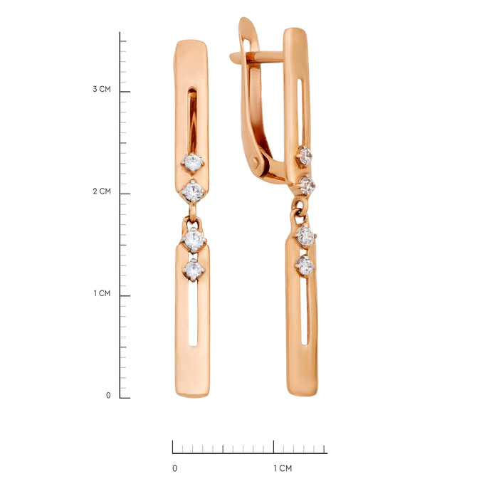 Серьги из золота 585 пробы с фианитами, Ц О007 4394 за 26400