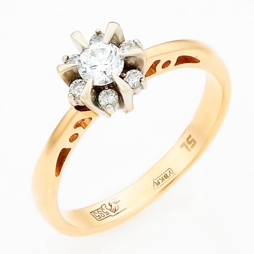 Кольцо из комбинированного золота 585 пробы c 7 бриллиантами Л24120856 фото 1