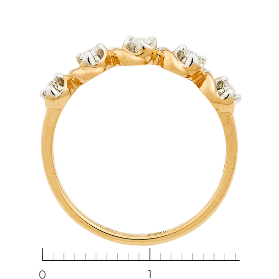 Кольцо из комбинированного золота 585 пробы c 5 бриллиантами, Л28089075 за 10250