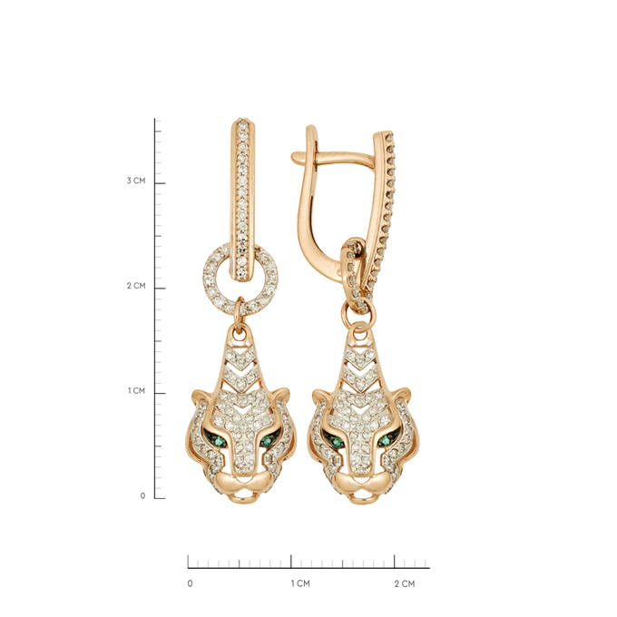 Серьги из золота 585 пробы c изумрудами и бриллиантами, Ц О007 1569 за 63920