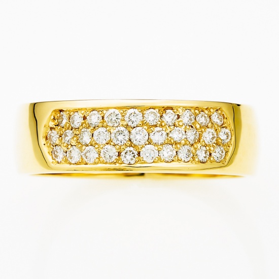 Кольцо из желтого золота 750 пробы c 31 бриллиантами