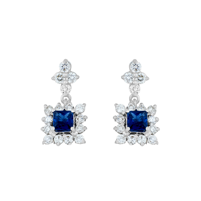 Серьги из золота 750 пробы c сапфирами и бриллиантами