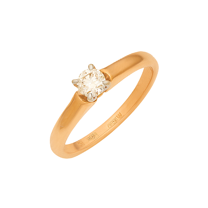 Кольцо из золота 585 пробы c бриллиантом