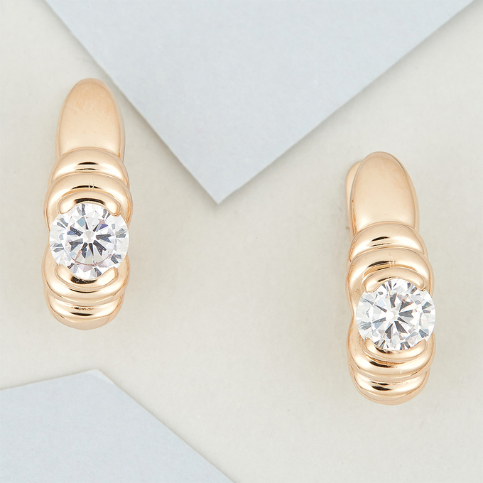 Серьги из красного золота 585 пробы c фианитами
