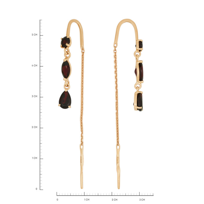 Серьги из золота 585 пробы c гранатами