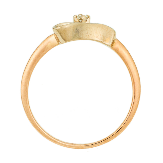 Кольцо из комбинированного золота 585 пробы c 1 бриллиантом, Л52071783 за 9950