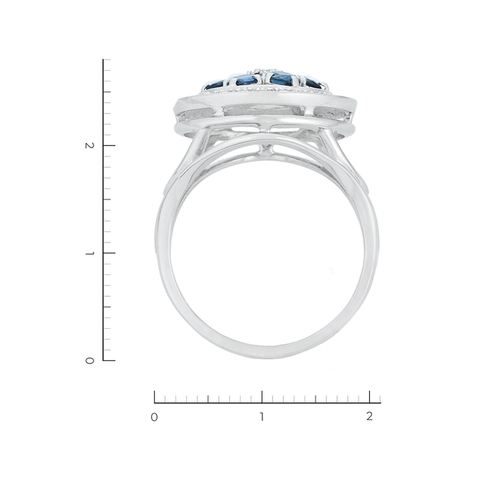 Кольцо из белого золота 750 пробы c 25 бриллиантами и 6 сапфирами, Л 2809 3907 за 123500