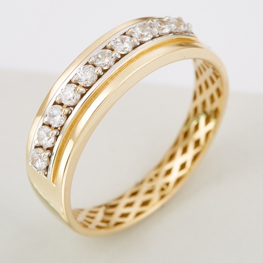 Кольцо из комбинированного золота 585 пробы c фианитами 119517 фото 1