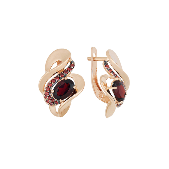 Серьги из золота 585 пробы c гранатами