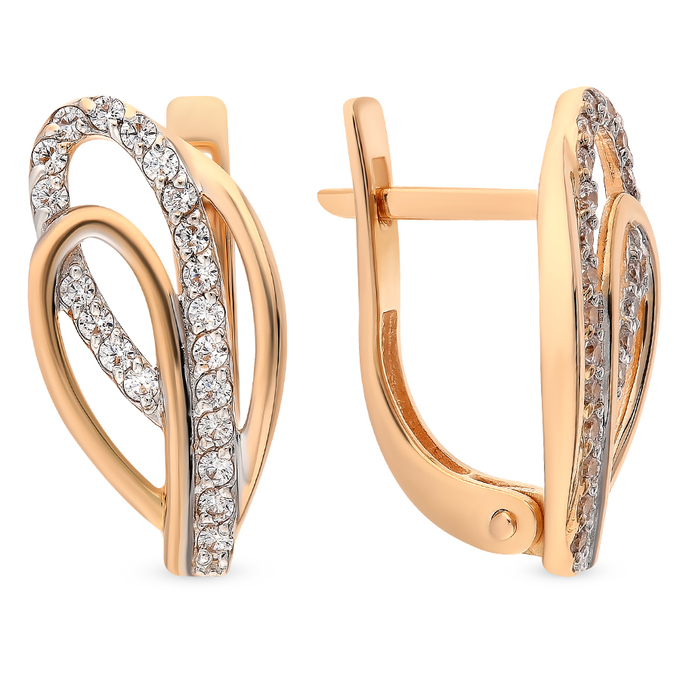 Серьги из золота 585 пробы c фианитами
