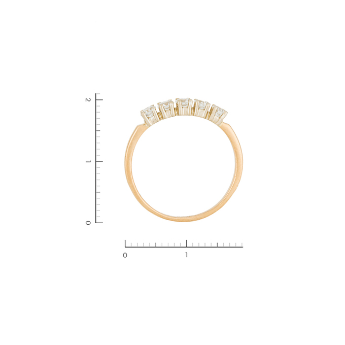 Кольцо из комбинированного золота 585 пробы c 5 бриллиантами, Л 1208 0772 за 109600