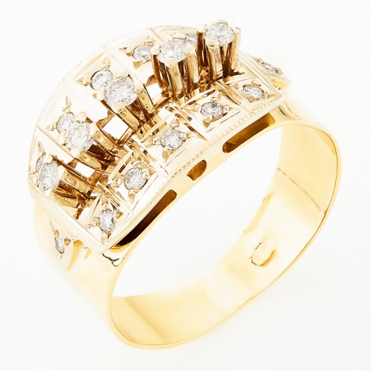 Кольцо из комбинированного золота 750 пробы c 17 бриллиантами Л06152519 фото 1