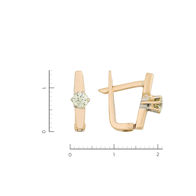 Серьги из комбинированного золота 585 пробы c 2 бриллиантами, Л 0910 5642 за 32250
