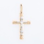 Крестик из комбинированного золота 585 пробы c 1 бриллиантом 138847 фото 1